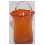 Tangerine Crackle Glass Basket 4.5"