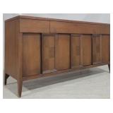 Mid-century inlaid credenza, 3 drawer, 2 door