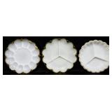 3 Milk glass egg & relish plates