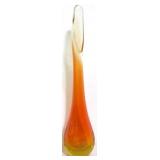 L E Smith Persimmon Red Orange Swung Vase, 11"
