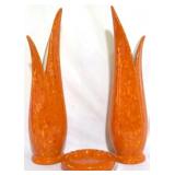 Mid-Century Ceramic 2 Vases & 1 Ashtray