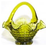 Green Glass Basket 5"