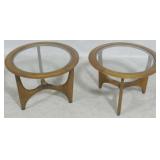 Pair Lane Silhouette tripod glass top tables