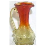 Amberina Crackle Glass Pitcher - 5.5" tall