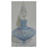 Vintage Blown Glass Light Blue Perfume 8"