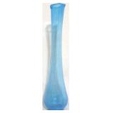 Ocean Blue Crackle Glass Swung Vase - 17" tall