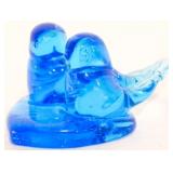 Blue Glass 2 Birds Figure 3"