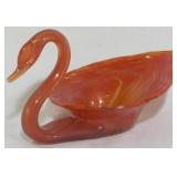 Red Art Glass Swan Bowl 3.5x6x4