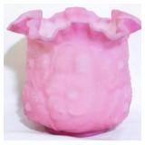 Fenton pink rose satin 6" poppy vase