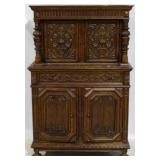 Vintage heavily carved blind door cabinet