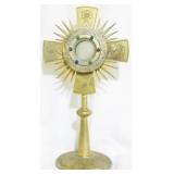 Brass starburst cross stand, 18" tall