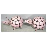 Pair ball metal pigs, 26 x 16