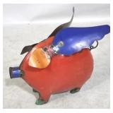 Metal flying pig figure, 12 x 12 x 9