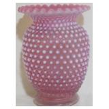 Fenton Opalescent Cranberry Vase 7.5x6"