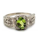 Sterling Silver Peridot Ring, size 7