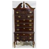Queen Anne bonnet top mahogany highboy