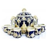 Vintage German rum pot with mugs