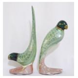 Vintage pair heavy brass buffet bird 9.5" figures