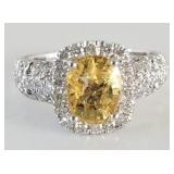 RARE Yellow Sapphire & Diamond ring APP $16,514