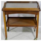 Vintage walnut tea trolley with tray