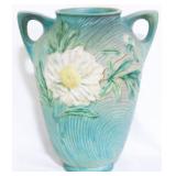 Roseville green Peony 8" vase