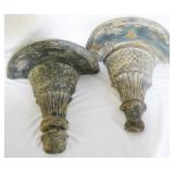 2 Rounded carved wall corbels, 14" tall
