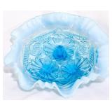 Jefferson Glass opalescent blue bowl