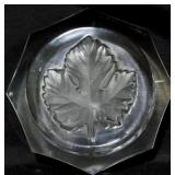 Lalique crystal leaf paperweight, 4"