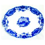 English flow blue oval platter, 14 x 11