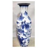 Blue & White Palace Size Vase, 47" tall