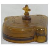 Fostoria Amber Unusual Dresser Box 4x6.5x6