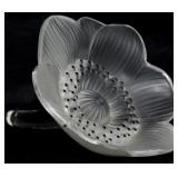 Lalique crystal flower paperweight, 3"