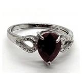 Sterling Silver Garnet Ring, size 7