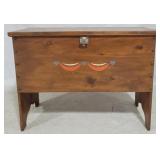 Lift top blanket box, stenciled front
