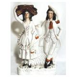 English Staffordshire couple 13" tall figurine