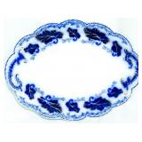 English flow blue oval platter, 14x10.5