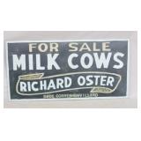 Milk cow metal sign, 24 x 48