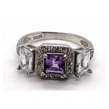 Sterling Silver Amethyst & Sapphire Ring