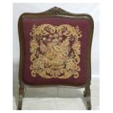 Victorian needlepoint fire screen
