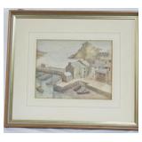 Fishing Village Watercolor by B Martin