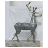 Monumental carved wooden stag
