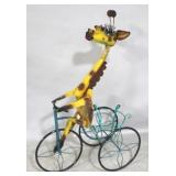 Metal giraffe trike planter, 42 x 25 x 14