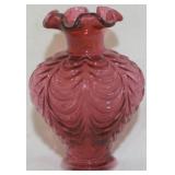 Fenton Cranberry Drape Vase 7.5"