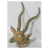 Carved wood ridged antelope trophy head