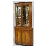 Inlaid English mahogany corner cabinet