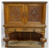 English Jacobean carved oak cabinet