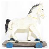 Wooden rolling horse, 16" tall