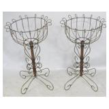 Pair wire planters, 27" tall