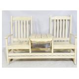 Pennsylvania Amish patio bench with inset table