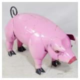 Metal pig garden statue, 17" tall